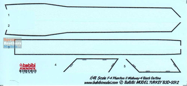 BBBB3D0092 1:48 Babibi Model 3D Detail Set - F-4 Phantom II Walkways Version 4 Black Outline