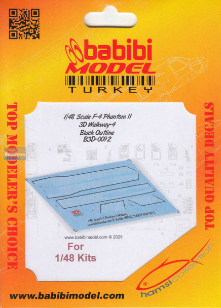 BBBB3D0092 1:48 Babibi Model 3D Detail Set - F-4 Phantom II Walkways Version 4 Black Outline