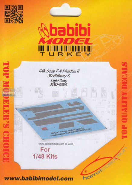 BBBB3D0095 1:48 Babibi Model 3D Detail Set - F-4 Phantom II Walkways Version 5 Light Gray