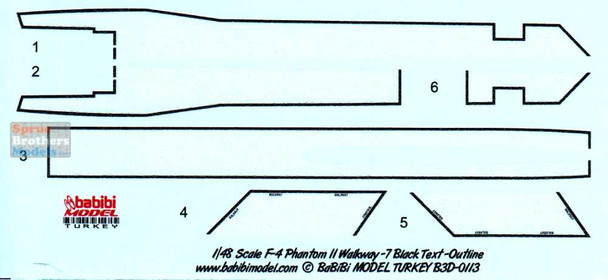 BBBB3D0113 1:48 Babibi Model 3D Detail Set - F-4 Phantom II Walkways Version 7 Black Text Outline