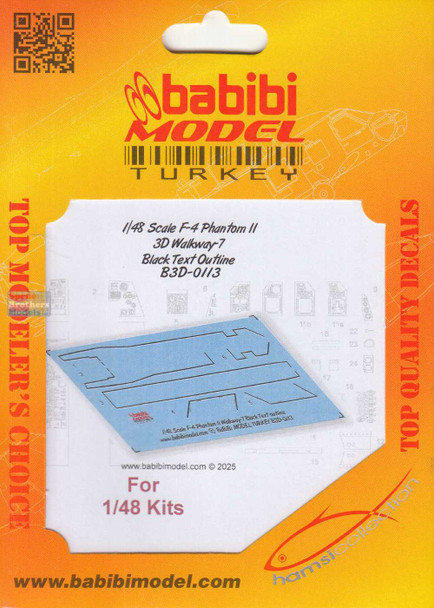BBBB3D0113 1:48 Babibi Model 3D Detail Set - F-4 Phantom II Walkways Version 7 Black Text Outline