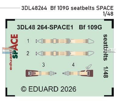 EDU3DL48264 1:48 Eduard SPACE - Bf109G Seatbelts