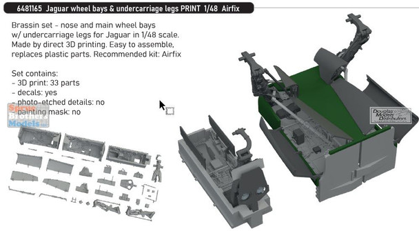 EDU6481165 1:48 Eduard Brassin - Jaguar Wheel Bays & Undercarriage Legs (AFX kit)