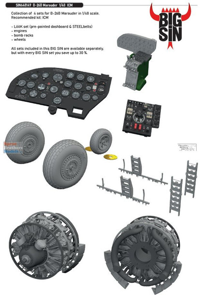 EDUSIN648149 1:48 Eduard BIG SIN B-26B Marauder Detail Set (ICMX kit)