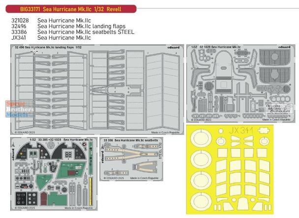 EDUBIG33171 1:32 Eduard BIG ED Sea Hurricane Mk.IIc Detail Set (REV kit)