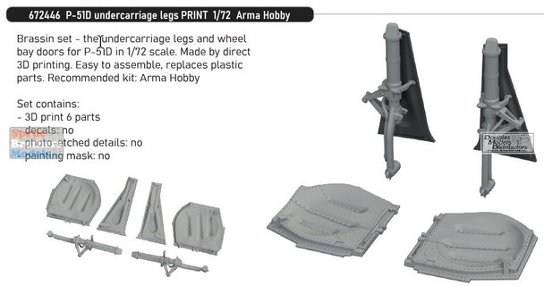 EDU672446 1:72 Eduard Brassin P-51D Mustang Undercarriage Legs (ARM kit)