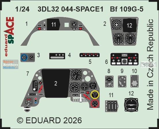 EDU3DL32044 1:24 Eduard SPACE - Bf109G-5 (AFX kit)