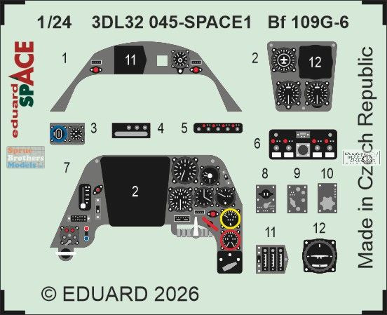 EDU3DL32045 1:24 Eduard SPACE - Bf109G-6 (AFX kit)