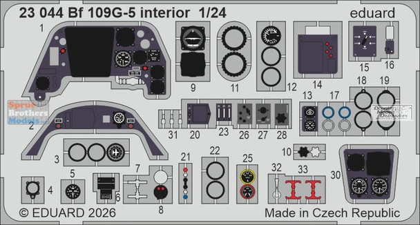 EDU23044 1:24 Eduard Color PE -Bf109G-5 Detail Set (AFX kit)