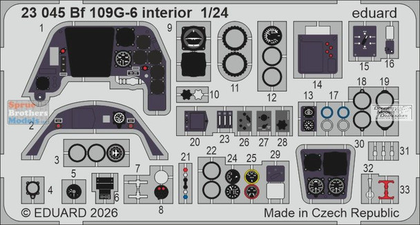 EDU23045 1:24 Eduard Color PE -Bf109G-6 Detail Set (AFX kit)