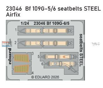 EDU23046 1:24 Eduard Color PE - Bf109G-5 Bf109G-6 Seatbelts (AFX kit)