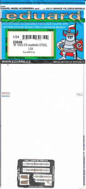 EDU23046 1:24 Eduard Color PE - Bf109G-5 Bf109G-6 Seatbelts (AFX kit)