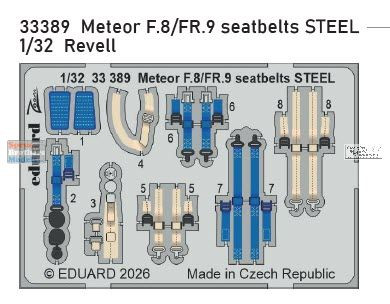 EDU33389 1:32 Eduard Color Zoom PE - Meteor F.8 / FR.9 Seatbelts (REV kit)