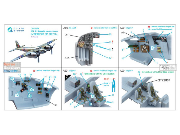 QTSQD72254R 1:72 Quinta Studio 3D Decal - Mosquito B Mk.XVI / PR Mk.XVI + Resin (AFX kit)
