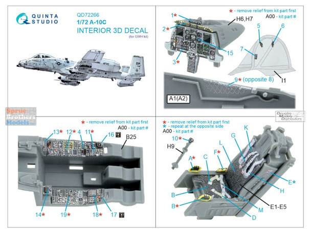 QTSQD72266 1:72 Quinta Studio 3D Decal - A-10C Thunderbolt II (GWH kit)
