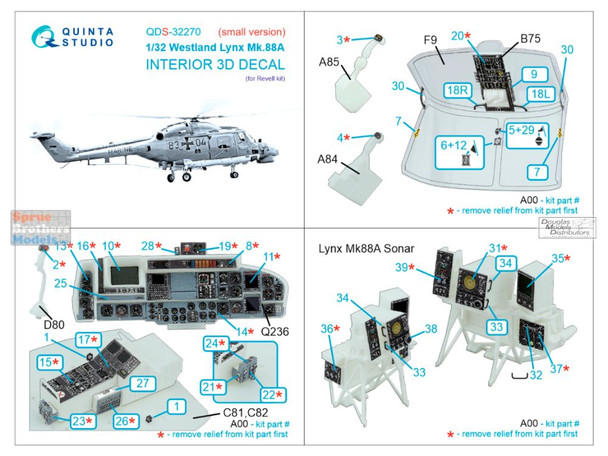 QTSQDS32270 1:32 Quinta Studio 3D Decal - Westland Lynx Mk.88A (REV kit) Small Version