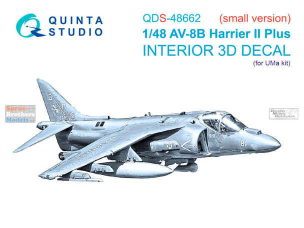 QTSQDS48662 1:48 Quinta Studio 3D Decal - AV-8B Harrier II Plus (UMA kit) Small Version