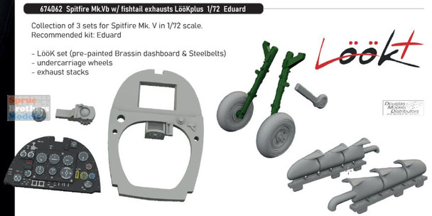 EDU674062 1:72 Eduard LookPlus - Spitfire Mk.Vb with Fishtail Exhaust Detail Set (EDU kit)