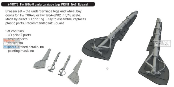 EDU6481178 1:48 Eduard Brassin - Fw190A-8 Undercarriage Legs (EDU kit)