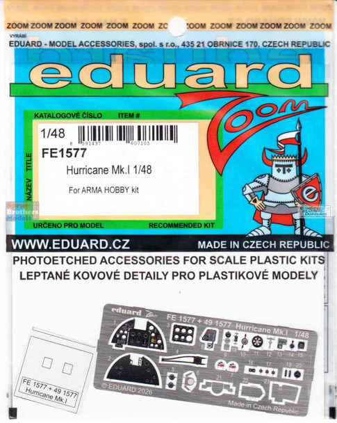 EDUFE1577 1:48 Eduard Color Zoom PE - Hurricane Mk.I (ARM kit)