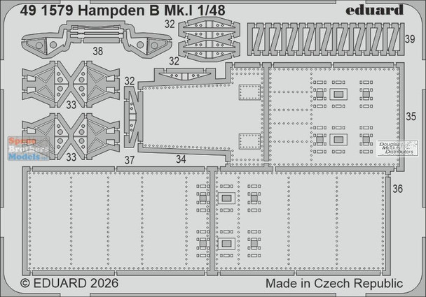 EDU491579 1:48 Eduard Color PE - Hampden B Mk.I Detail Set (ICM kit)