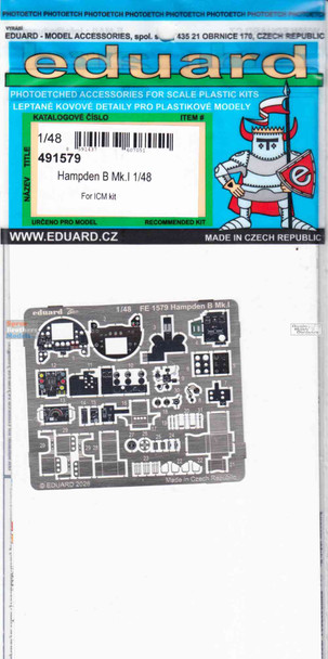EDU491579 1:48 Eduard Color PE - Hampden B Mk.I Detail Set (ICM kit)