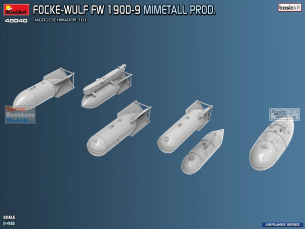 MIA48040 1:48 Miniart Fw190D-9 Mimetall Production Jagdeschwader 301 [Basic Kit]