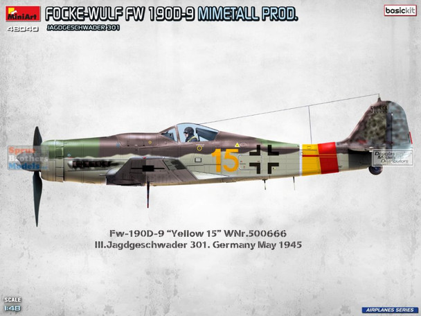 MIA48040 1:48 Miniart Fw190D-9 Mimetall Production Jagdeschwader 301 [Basic Kit]