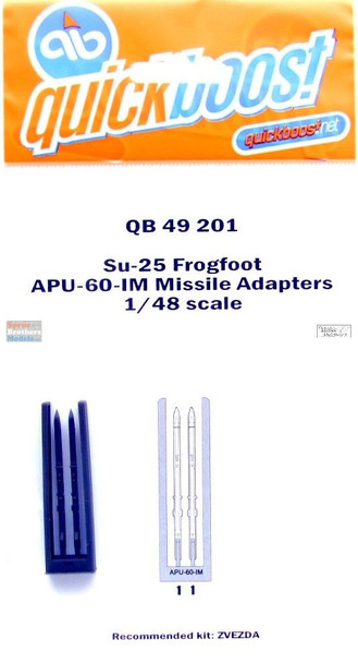 QBT49201 1:48 Quickboost Su-25 Frogfoot APU-60-IM Missile Adapters (ZVE kit)