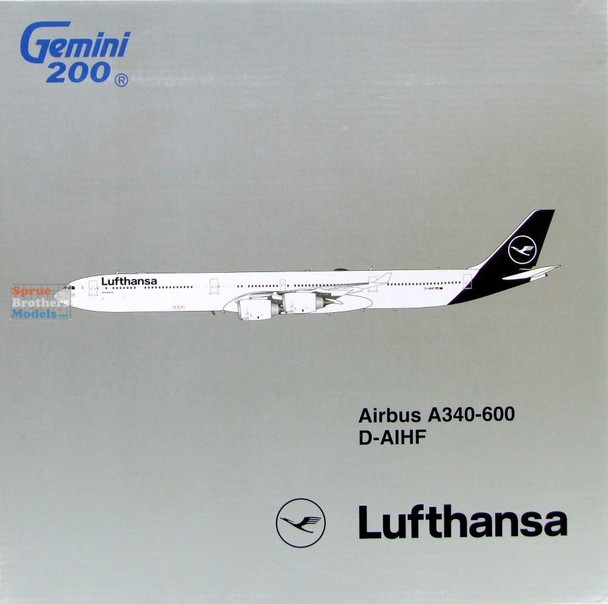 GEMG21499 1:200 Gemini Jets Lufthansa Airbus A340-600 Reg #D-AIHF (pre-painted/pre-built)