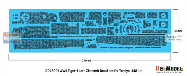 DEFDD48001 1:48 DEF Decal - Tiger I Late Zimmerit Coating Water Slide Decal Sheet