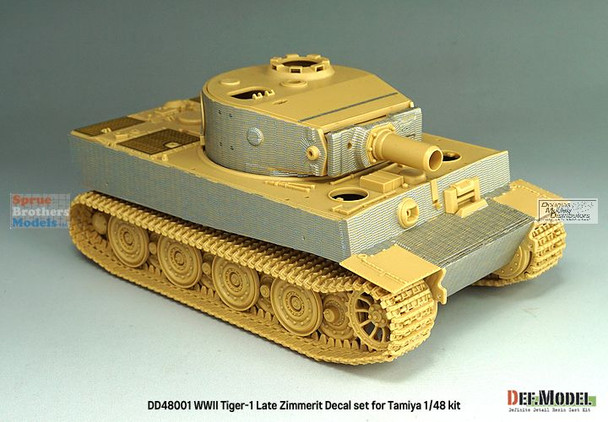 DEFDD48001 1:48 DEF Decal - Tiger I Late Zimmerit Coating Water Slide Decal Sheet