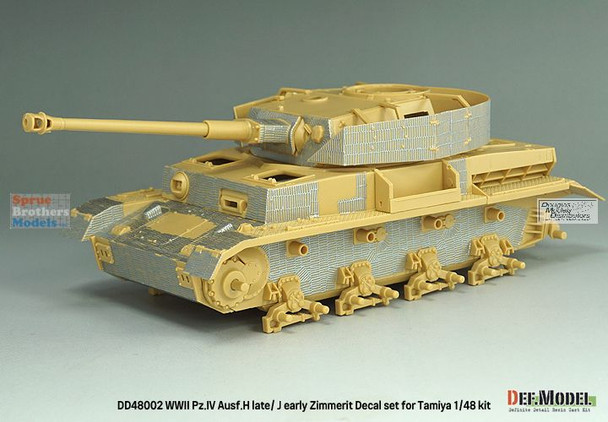 DEFDD48002 1:48 DEF Decal - Panzer IV Ausf.H Late / Ausf.J Early Zimmerit Coating Water Slide Decal Sheet