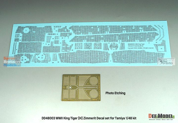 DEFDD48003 1:48 DEF Decal - King Tiger (Henschel) Zimmerit Coating Water Slide Decal Sheet