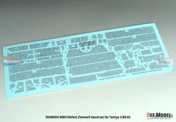 DEFDD48004 1:48 DEF Decal - Sd.Kfz.184 Elefant Zimmerit Coating Water Slide Decal Sheet