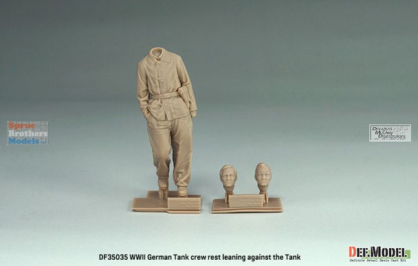 DEFDF35035 1:35 DEF Model Figure - WW2 German Tank Crewman Resting Leaning Against Tank