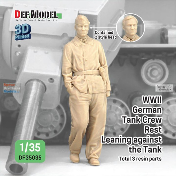 DEFDF35035 1:35 DEF Model Figure - WW2 German Tank Crewman Resting Leaning Against Tank