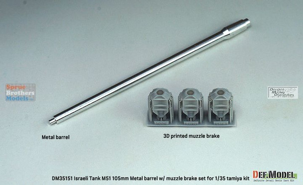 DEFDM35151 1:35 DEF Model IDF M51 Super Sherman 105mm Gun Barrel with Muzzle Brake (TAM kit)