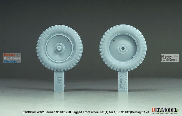 DEFDW30076 1:35 DEF Model WW2 German Sd.Kfz.250 Sagged Front Wheel Set #1