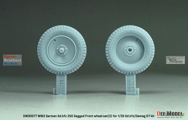 DEFDW30077 1:35 DEF Model WW2 German Sd.Kfz.250 Sagged Front Wheel Set #2