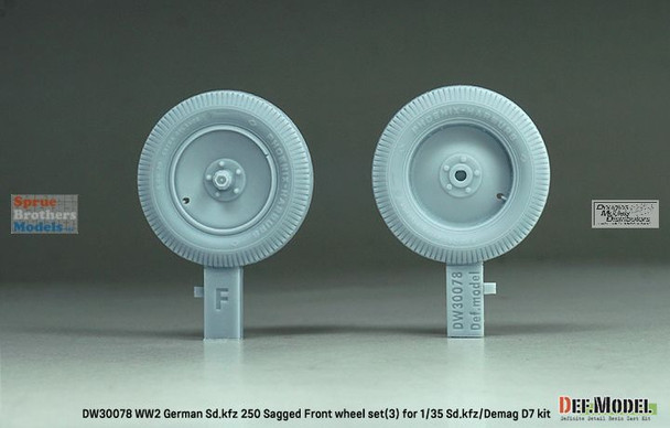 DEFDW30078 1:35 DEF Model WW2 German Sd.Kfz.250 Sagged Front Wheel Set #3