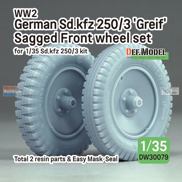DEFDW30079 1:35 DEF Model WW2 German Sd.Kfz.250/3 Grief Sagged Front Wheel Set