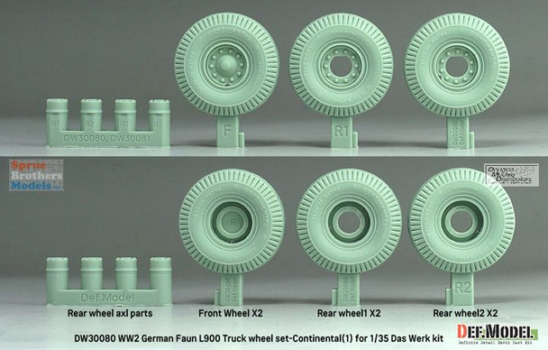 DEFDW30080 1:35 DEF Model WW2 German Faun L900 Truck Sagged Wheel Set #1