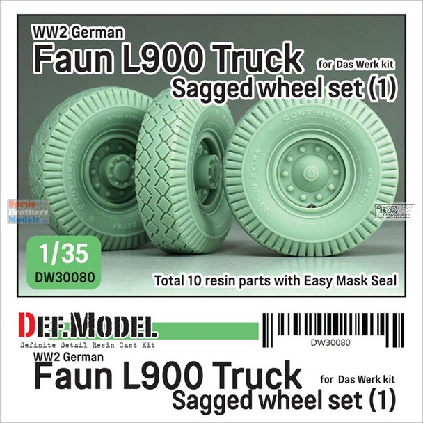 DEFDW30080 1:35 DEF Model WW2 German Faun L900 Truck Sagged Wheel Set #1