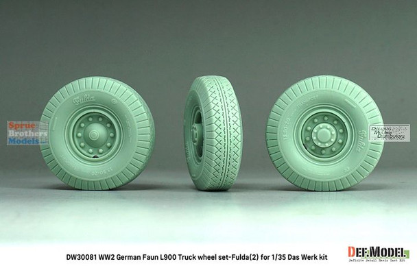 DEFDW30081 1:35 DEF Model WW2 German Faun L900 Truck Sagged Wheel Set #2