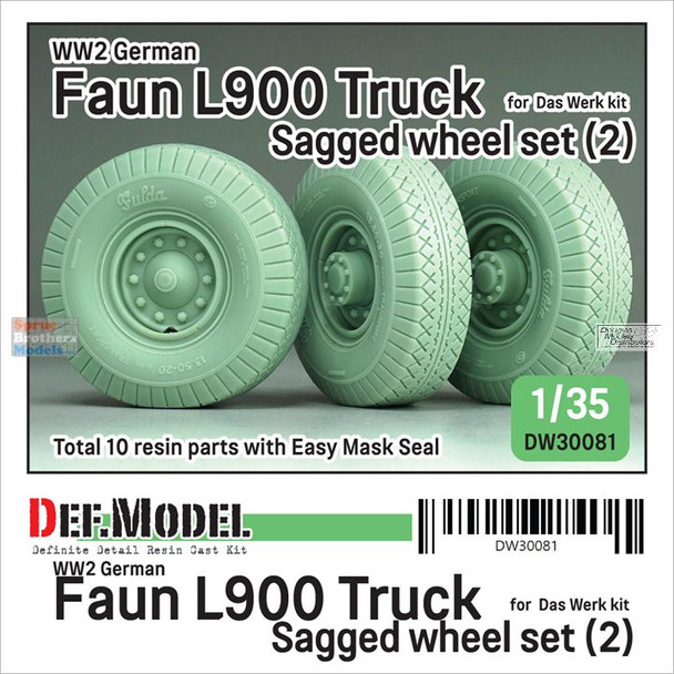 DEFDW30081 1:35 DEF Model WW2 German Faun L900 Truck Sagged Wheel Set #2