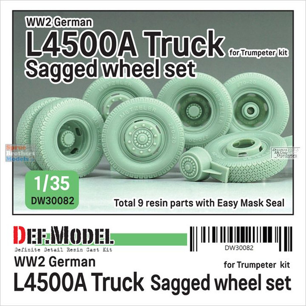 DEFDW30082 1:35 DEF Model WW2 German L4500A Truck Sagged Wheel Set (TRP kit)