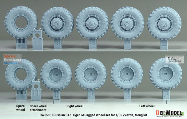 DEFDW35181 1:35 DEF Model GAZ-Tiger-M Sagged Wheel Set