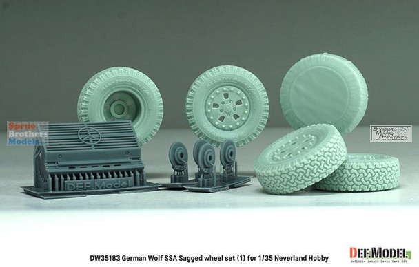 DEFDW35183 1:35 DEF Model German Wolf SSA Armored Vehicles Sagged Wheel Set #1