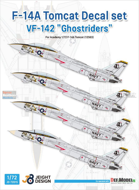 DEFJD72015 1:72 DEF Model Jeight Design Decal Set - F-14A Tomcat VF-142 Ghostriders (ACA kit)